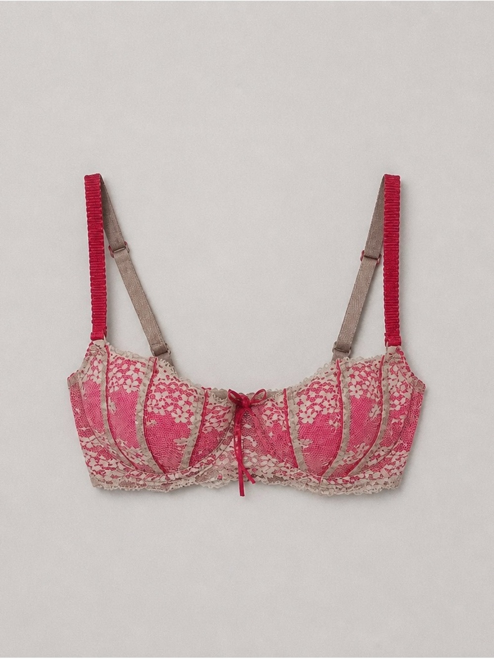 Elle Macpherson Lace Balconette Bra – Pink & Cream – Size 32D